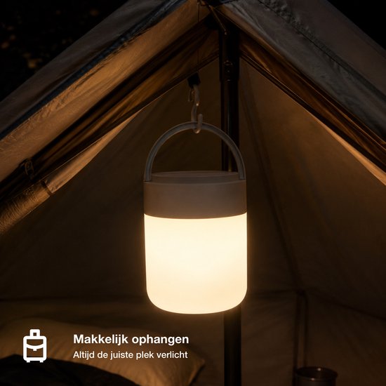 Nordiux LED Campinglamp Oplaadbaar – Dimbaar Nachtlampje – 3 Lichtstanden – Draadloos & Compact – Voor Camping, Reizen en Slaapkamer — afbeelding 3
