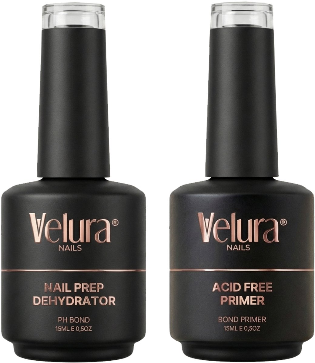 Velura® Nail Prep Dehydrator & Acid-Free Primer Set - 2x 15ml - Voorkomt Lifting & Verbetert Hechting - Voor BIAB-, Gel- en Acrylnagels