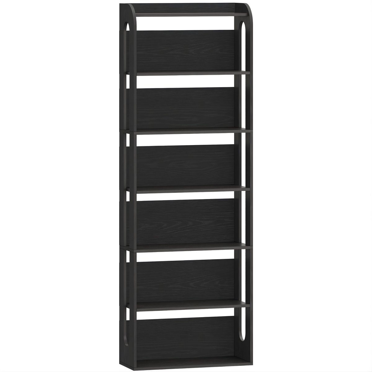 Happiq Boekenkast – Voor Slaapkamer, Woonkamer & Studieruimte – 7-Laags Houten Staand Rek – Wit Black