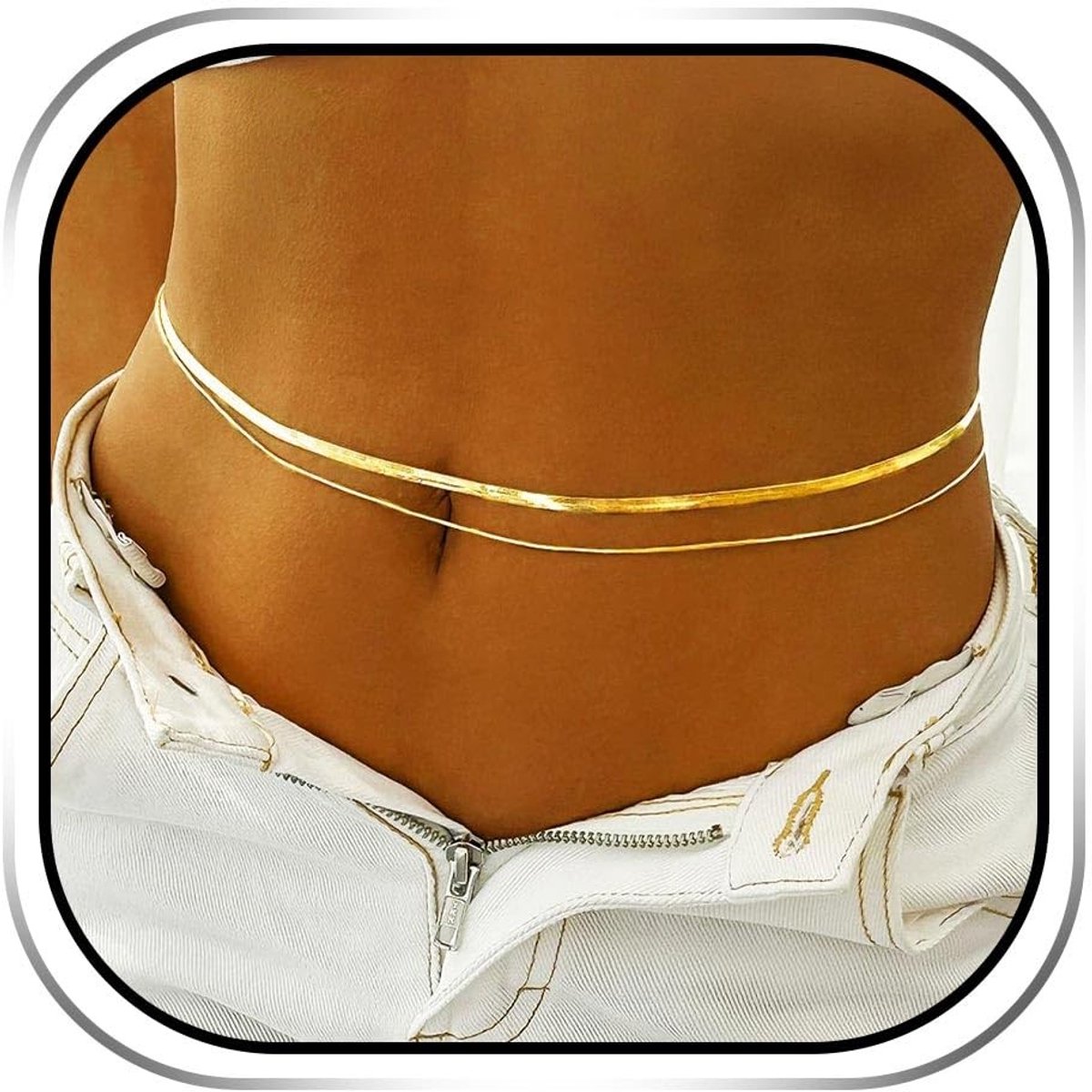 Dailygoods - Dailygoody - Boho gelaagde buikketting - Bikini buikketting - Duurzaam en stijlvol - Goud - Strand lichaamsketting - Geschikt voor dames en meisjes - ...