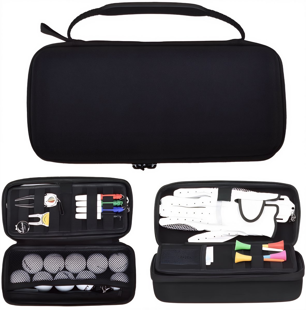 Stripe golf organizer groot, opbergetui golf tees en golfaccessoires