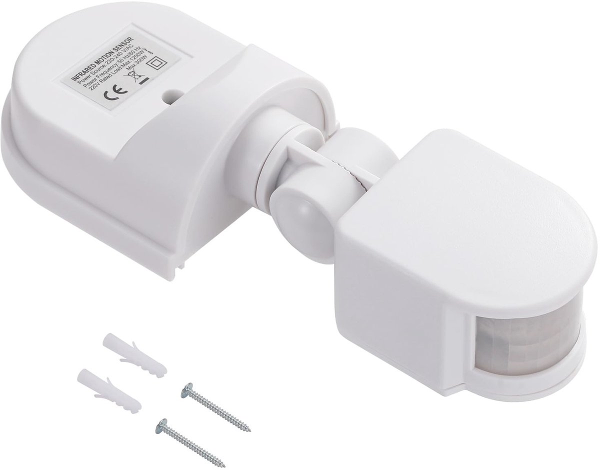 Dailygoods - Dailygoody - PIR Bewegingssensor Lichtschakelaar - Waterdicht IP44 - 220-240V - 180° Detectiebereik - Geschikt voor binnen en buiten - Betrouwbaar - C...