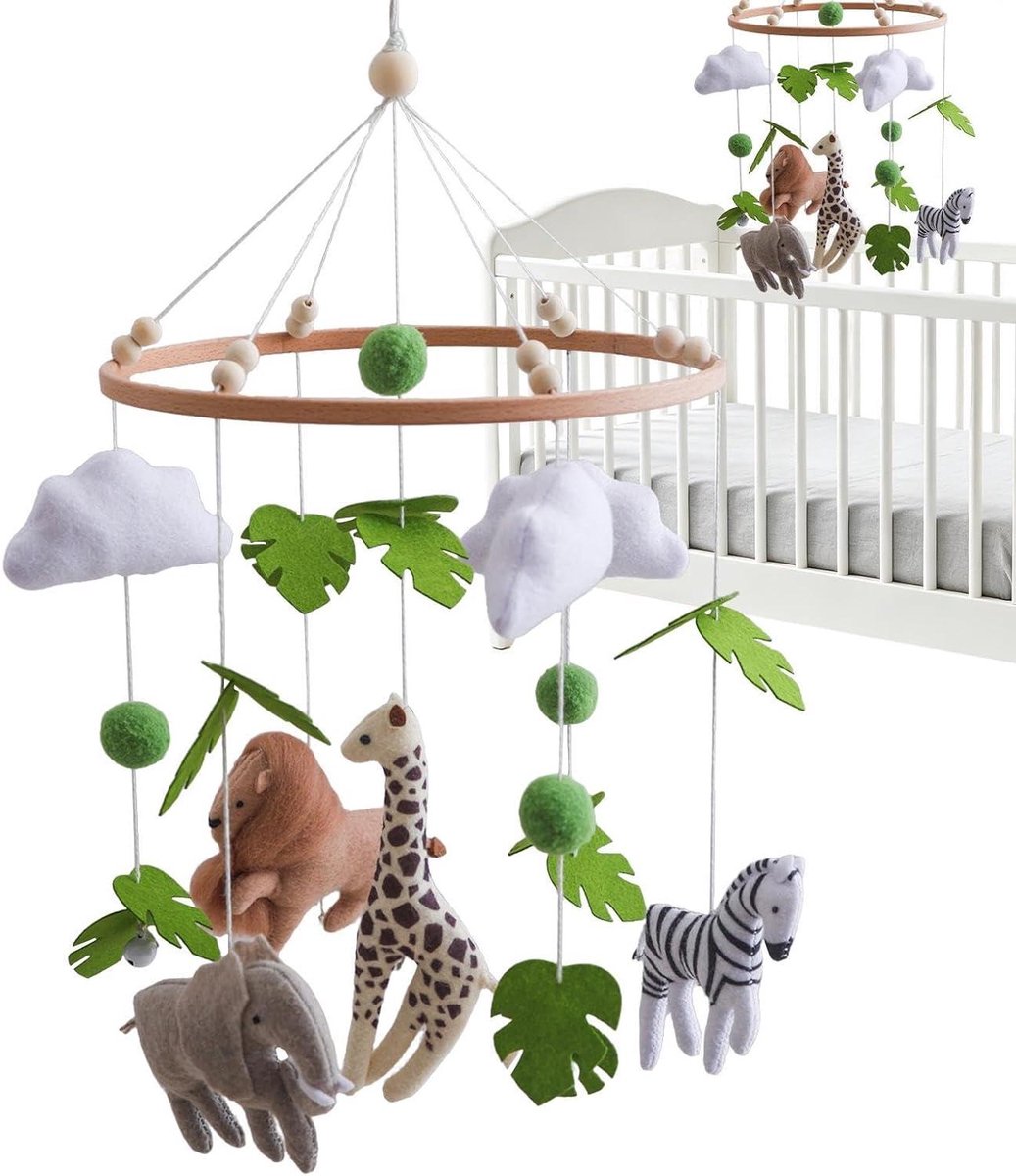 Kinderbed Mobiel - Baby Decoratie - Visuele Stimulatie - Handgemaakt Vilt - 23 cm - Uniek