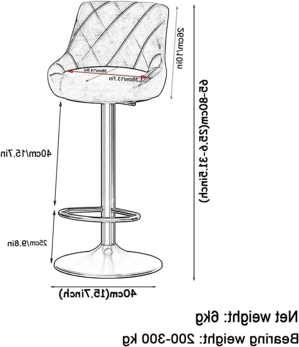 Barkrukken Set - Hoge Krukken - Keuken Bar - Verstelbare Hoogte - 65-80cm - Zwart