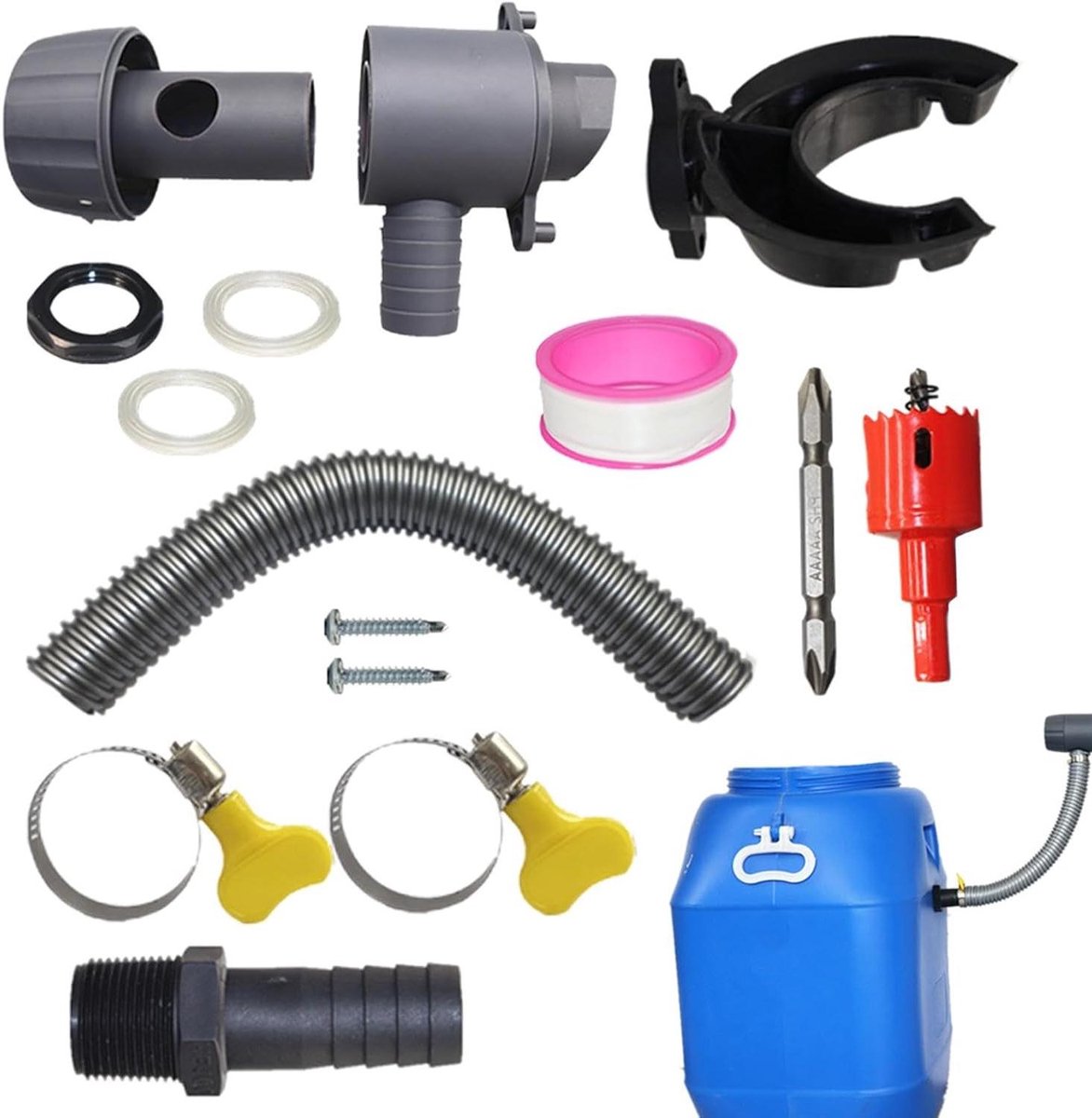 Regenwater Afleiding - Regenton Set - Water Verzamelen - Inclusief Filter - 1 Meter Slang - Zwart