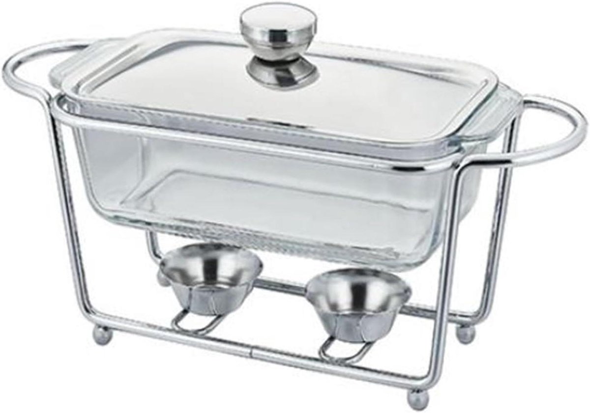Voedselverwarmer Buffet - Warmhoudplaat RVS - Gerechten Warm Houden - Enkelvoudig Raster - Volledige Maaltijden - Zilverkleurig