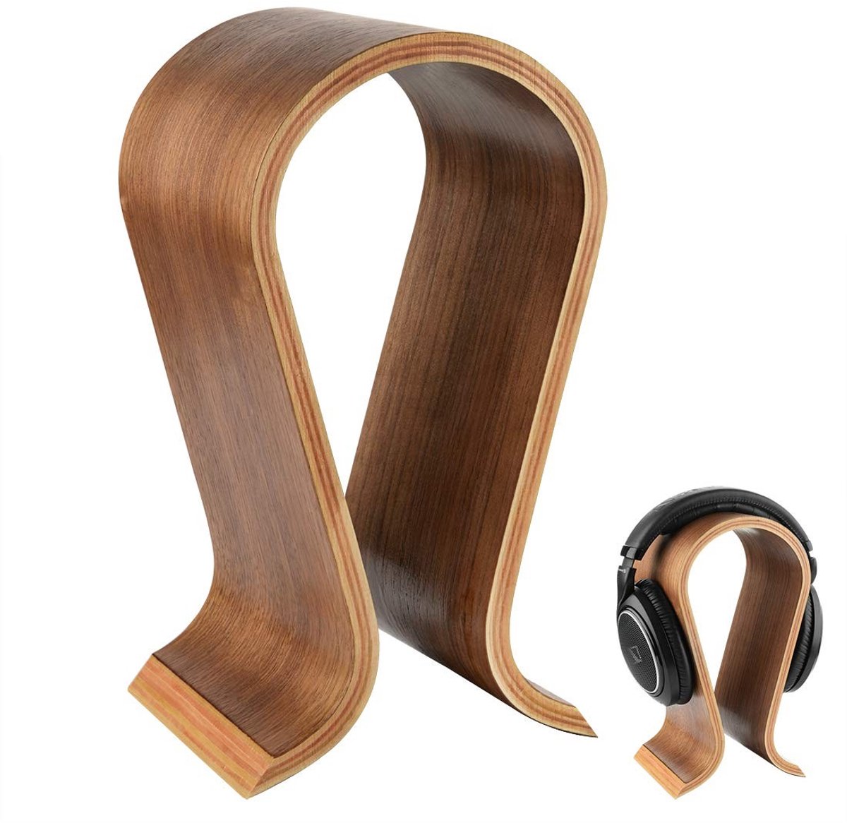Cosensi - Dailygoods - Dailygoody - Houten Hoofdtelefoon Hanger - Hoofdtelefoonstandaard - Unieke eigentijdse stijl - Walnoot afwerking - Geschikt voor diverse hoofdtel