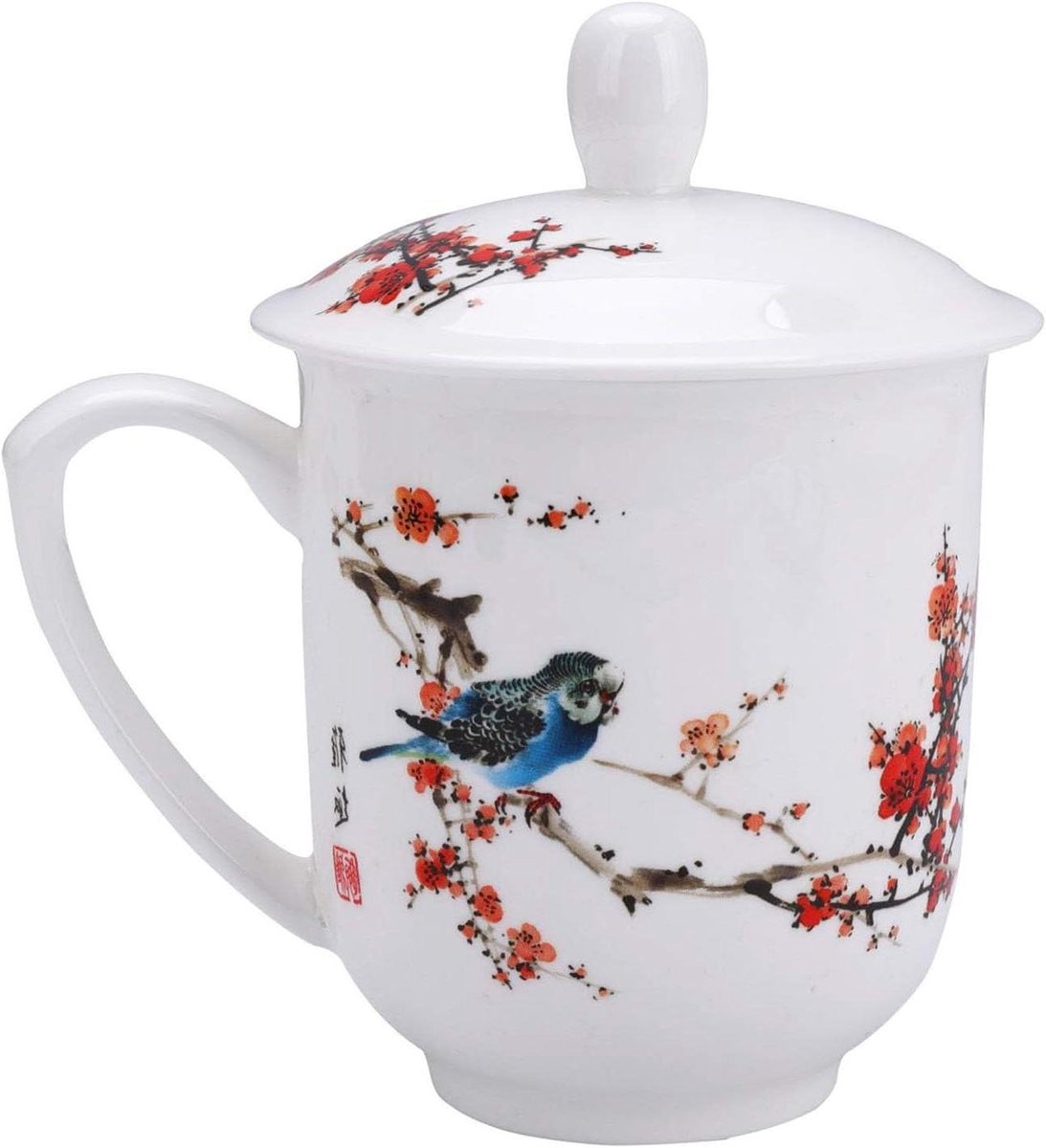 Keramische Beker - Theekop Porselein - Genieten van Thee - Handgemaakt Ontwerp - 300 ml - Wit