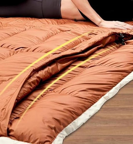 Kampeer Slaapzak - Outdoor Slaapzak - Reizen en Wandelen - Lichtgewicht Waterdicht - 225 x 95 cm - Beige Bruin — afbeelding 3