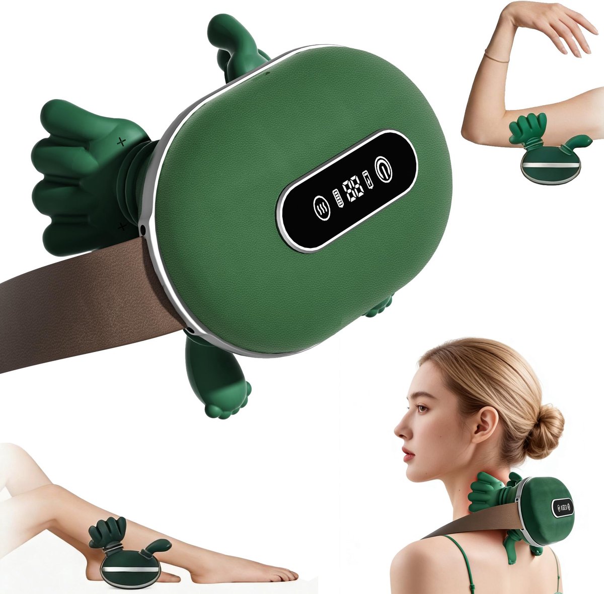 Nekmassage Apparaat – Nek- en schoudermassageapparaat met 2 warmteniveaus en 3 massagemodi – Shiatsu nekmassageapparaat – USB 5V 2000mAh oplaadbaar – Draagbaar diepweefselmassageapparaat