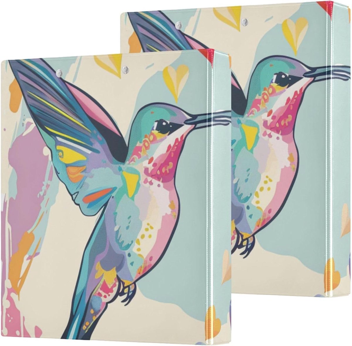 3 ringmappen 3-1/2 inch Valentijnsdag kolibries pastel kleur_2 met zakhoes 1/2 pak voor briefformaat (11" X 8,5") 200 vellen pak van 2