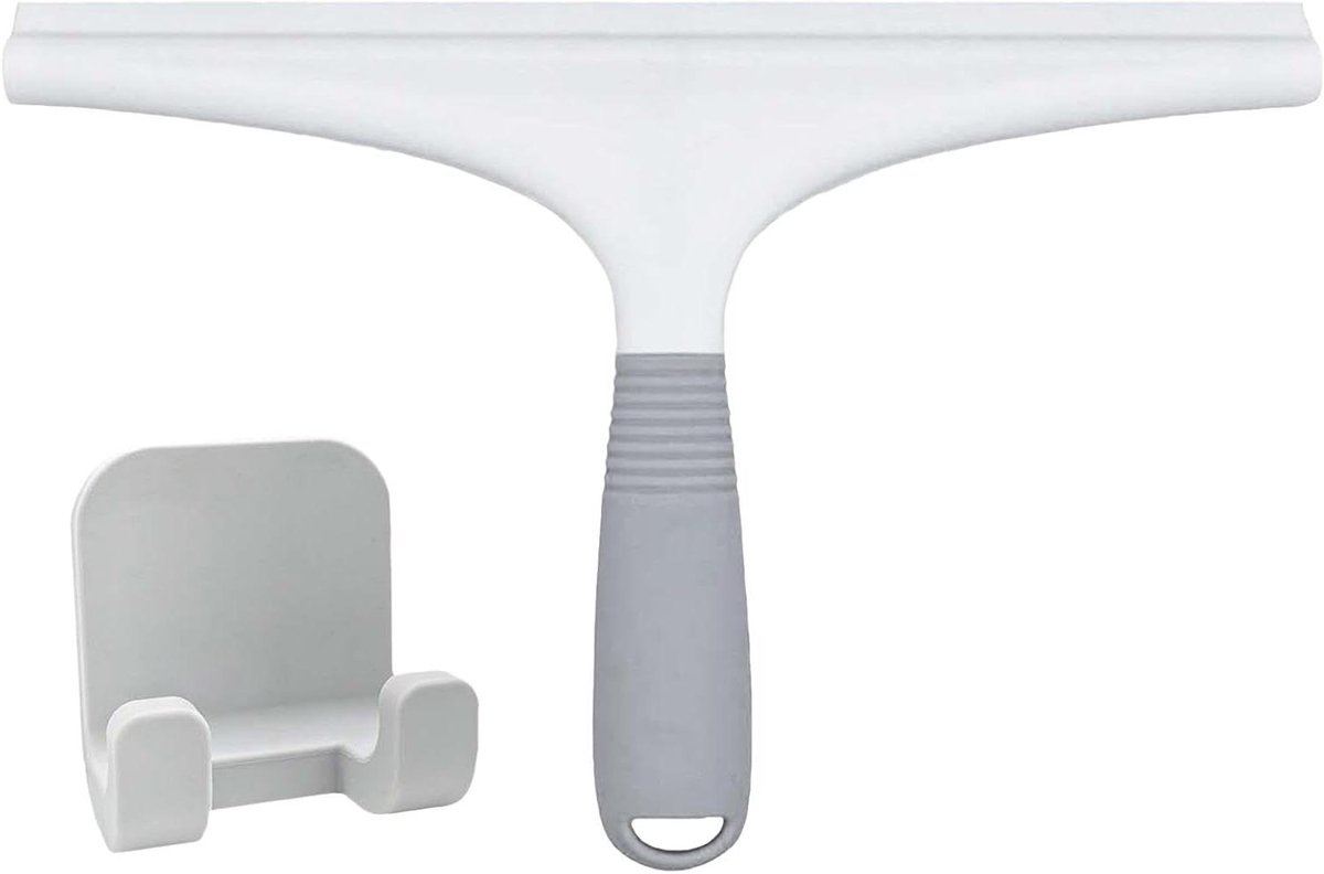 Raamwisser Douche - Glasreiniger Spatbord - Schoonmaken Gladde Oppervlakken - Met Ophanghaak - 25.5 x 17 cm - Wit