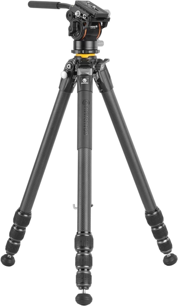 Carbon Statief - Videostatief - Stabiele Opnames - Deelbare Middenkolom - 168 cm - Zwart