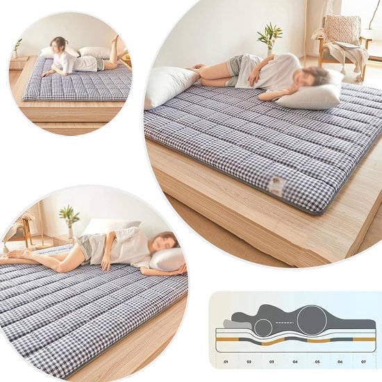 Opvouwbare Futonmatras - Gastbed Matras - Flexibel Slapen - Japans Ontwerp - 90 x 200 cm - Grijs — afbeelding 5