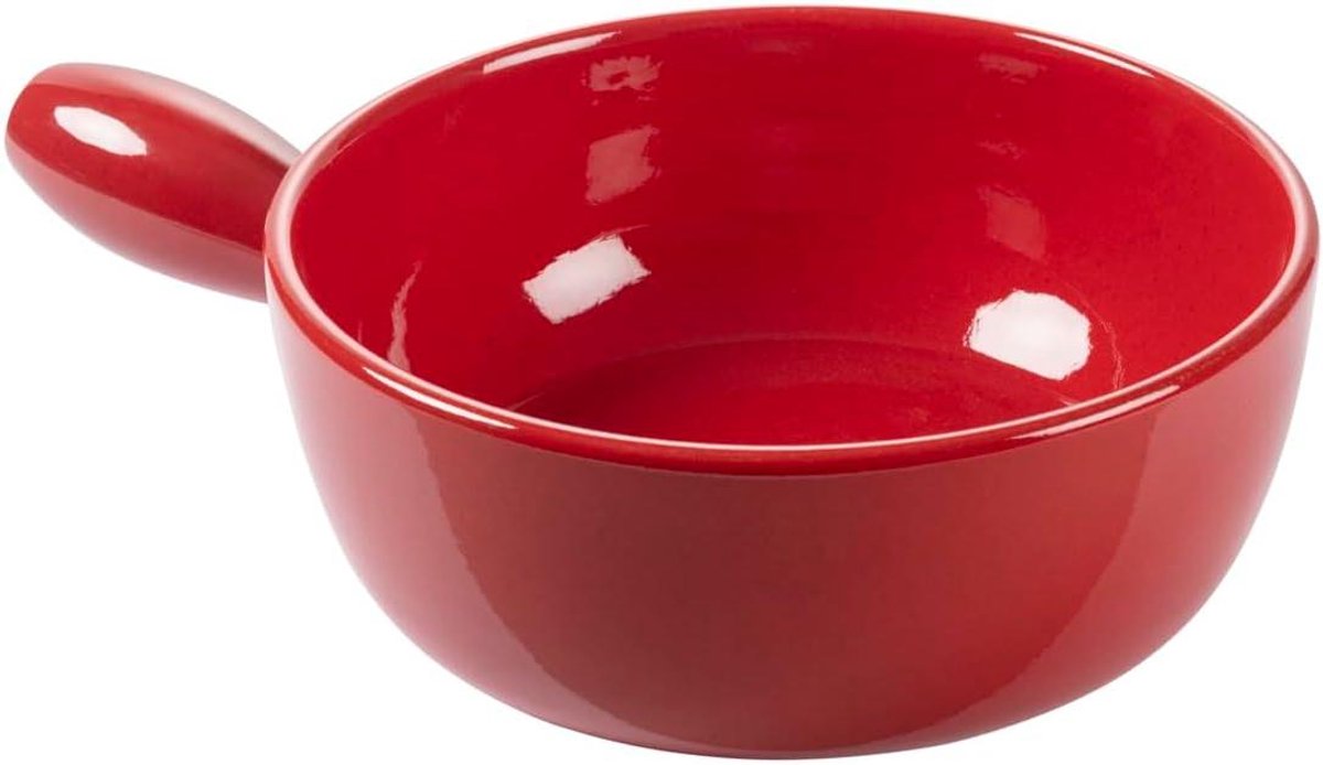 Fondue Caquelon - Kaasfondue Pan - Gezellige Avonden - Handgemaakt Keramiek - 21 cm - Rood