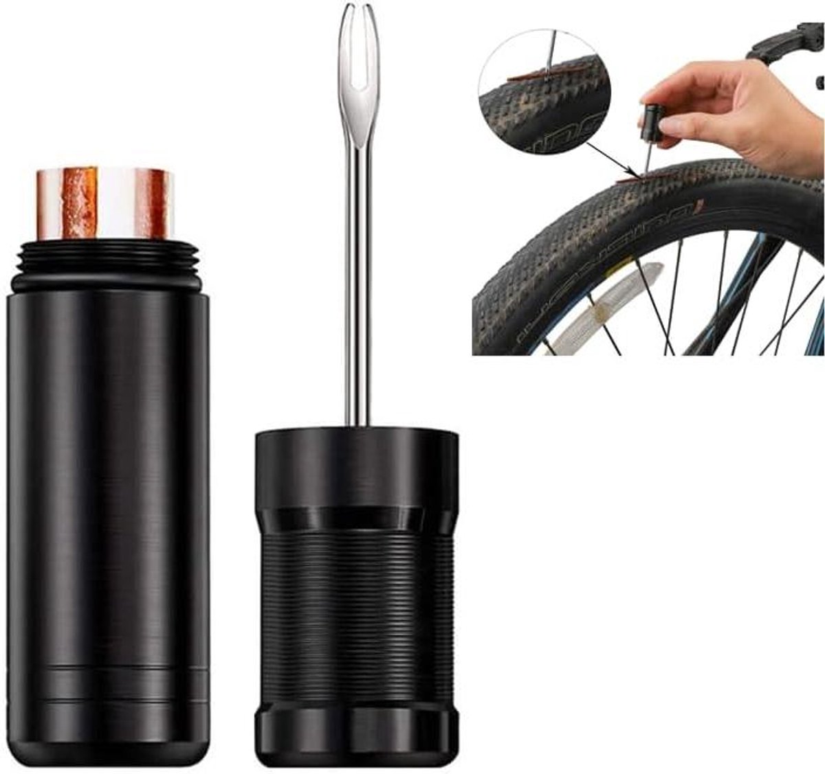 Fietsband Reparatie - Band Plakset - Onderweg Repareren - Lichtgewicht Compact - 7 x 1.5 cm - Zwart