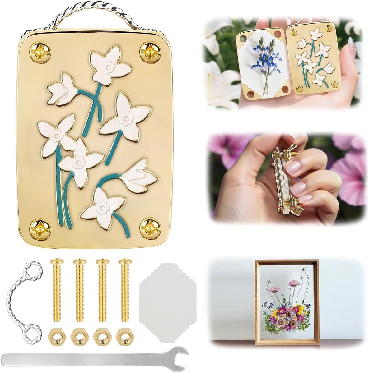 Kleine Plant Pers voor Bloemen, Mini Flower Press met 30 Vellen Papier en Sleutel, Perfect voor Creatieve DIY Projecten en Kunstenaars