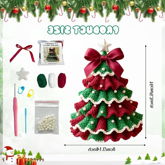 Kerst Haakset voor Beginners en Gevorderden, DIY Haakprojecten met Kerstbomen en Handgemaakte Haken, Perfecte Kerstdecoratie — afbeelding 5