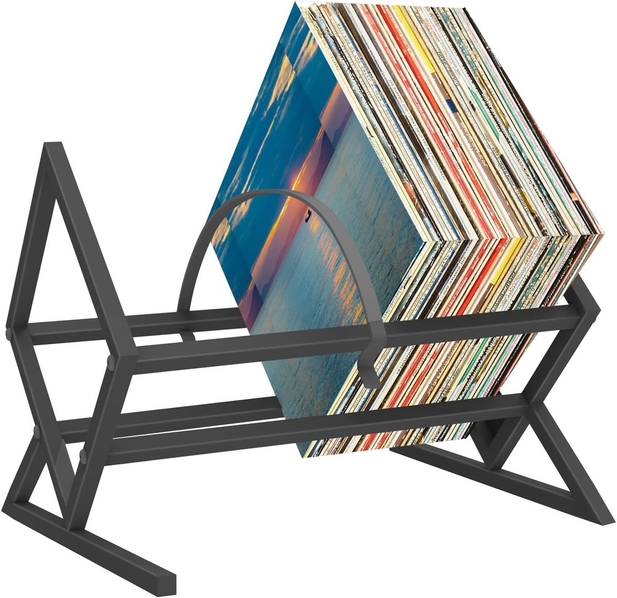 Vinyl platen opslag voor 80-100 LP's - Metalen standaard voor grammofoon, eenvoudig te monteren en stijlvol design