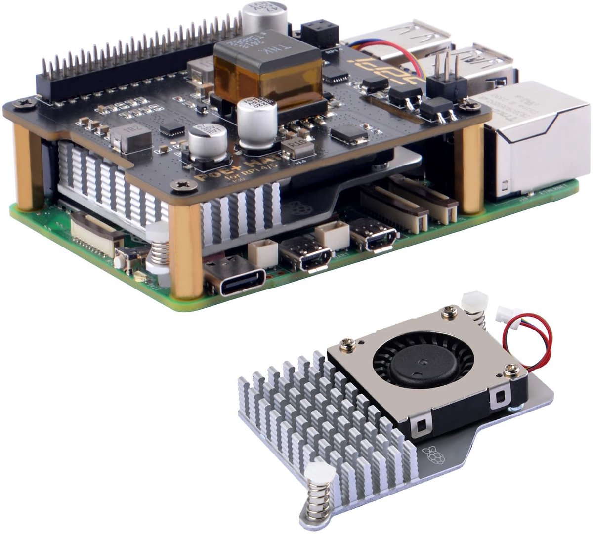 Dailygoods - Dailygoody - P30 PoE+ - Raspberry Pi 5 4GB/8GB - Actieve Koeler - PoE+ - Geschikt voor Raspberry Pi 3B+/4B - Zwart