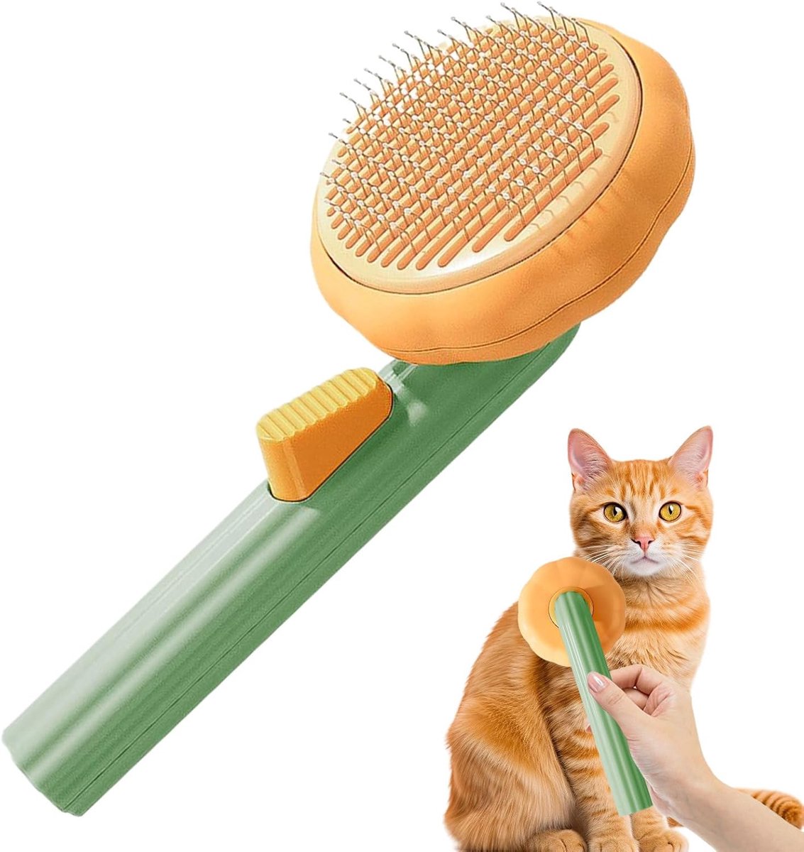 Hondenborstel - Kattenkam - Klittenkam Honden - Katten - Borstel voor katten en honden met lang haar - Pompoenvormige ontwarringskam - Massagehulpmiddel voor puppy's en kittens - Huisdierverzorging voor thuis - 20*9cm - 2-delige set