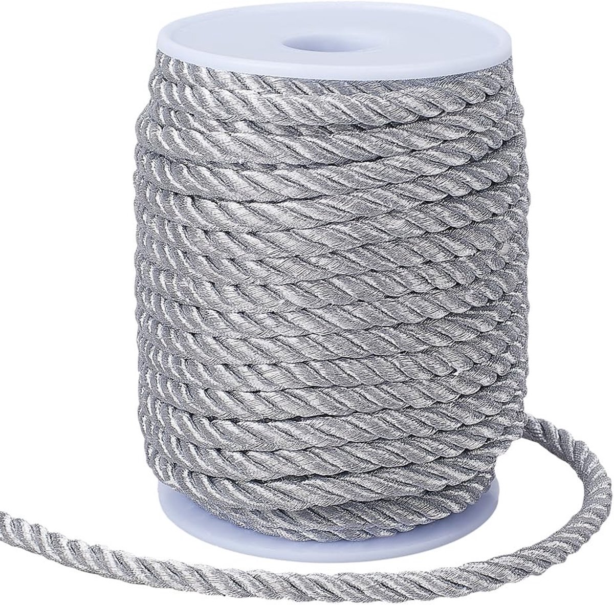 Dailygoods - Dailygoody - Decoratief Touw - DIY Versieringen - Perfect voor Cadeauverpakking - Zilver - Sterk en Duurzaam - 60 Feet - Geschikt voor Creatieve Proje.