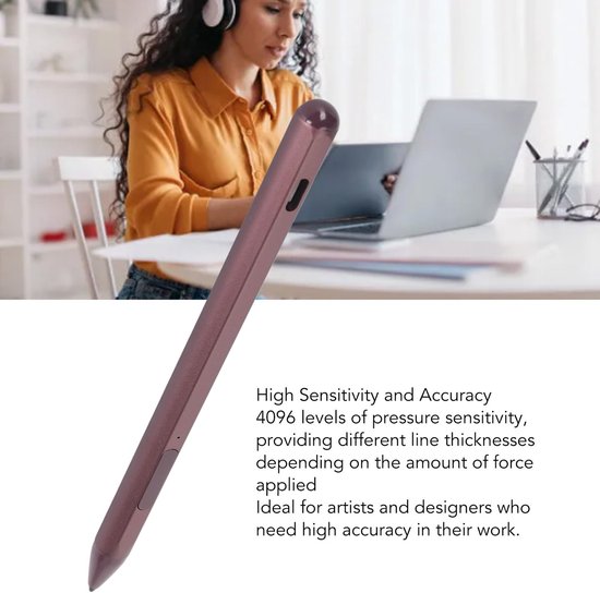 Dailygoods - Dailygoody - Styluspennen - Actieve stylus - Oplaadbaar potlood - Rode roos - Voor Pro X/Book 2 - Geschikt voor Envy X360 - 2.0 — afbeelding 3