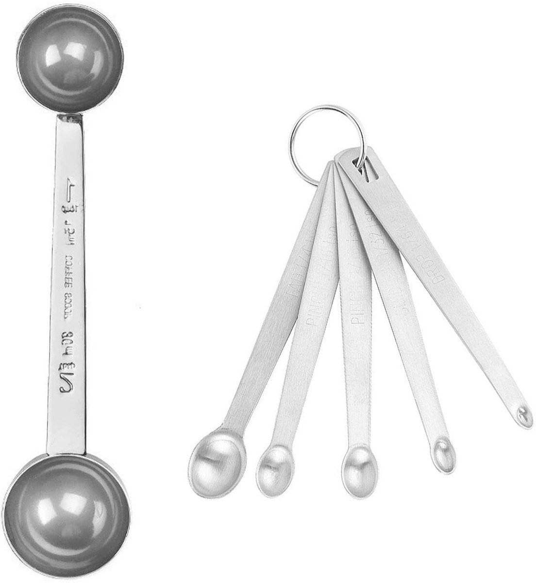 Dailygoods - Dailygoody - RVS Maatlepels Set - Dubbele en Mini Maatlepel voor Koken en Bakken - Perfect voor Bakrecepten - Keukengerei - Nauwkeurig afmeten - Gesc