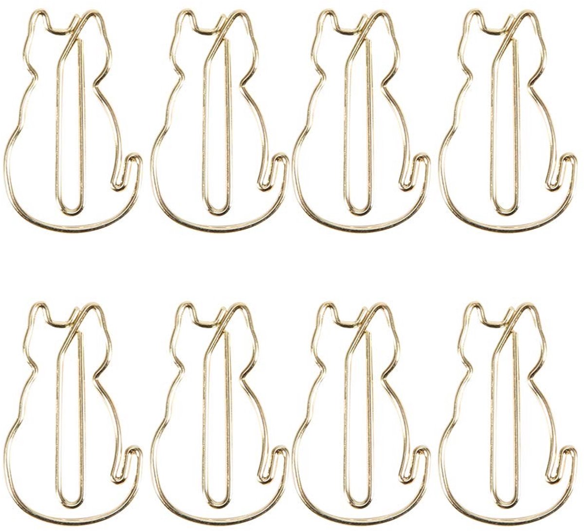Dailygoods - Dailygoody - katvormige paperclips - metalen clips - roestbestendig - 12 stuks - schoolspullen - bureauaccessoires - kantoorbenodigdheden
