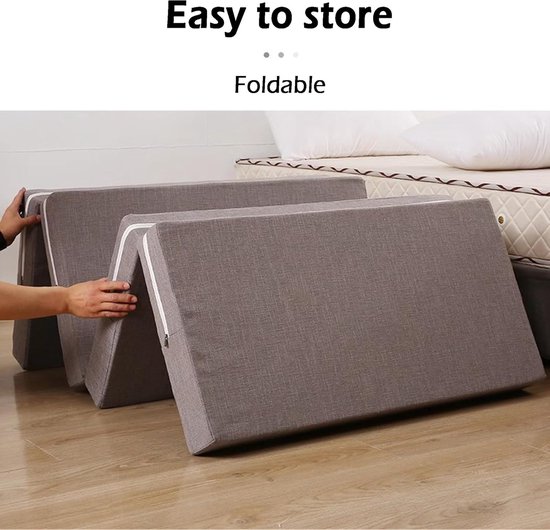 Opvouwbare Matras - Logeerbed Slaapbank - Reizen Kamperen - Wasbare Hoes - 200x90x8cm - Donkergrijs — afbeelding 5