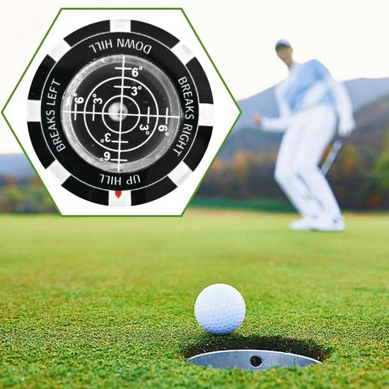 Groene Lezer - Putting Tool - Golf Precisie - Dubbelzijdig Ontwerp - 4 x 4 cm - Zwart — afbeelding 2