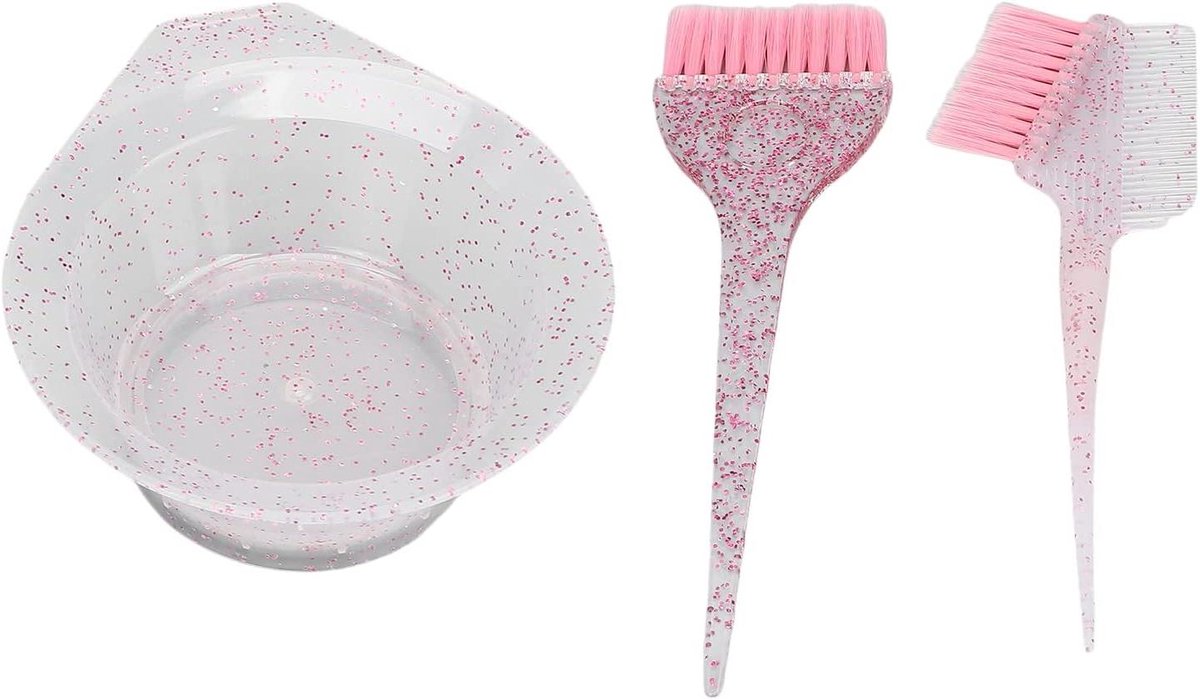 3Delige Haarverfset - Verfkwasten - Kleurborstel - Mengkom - Ergonomisch Design - Roze