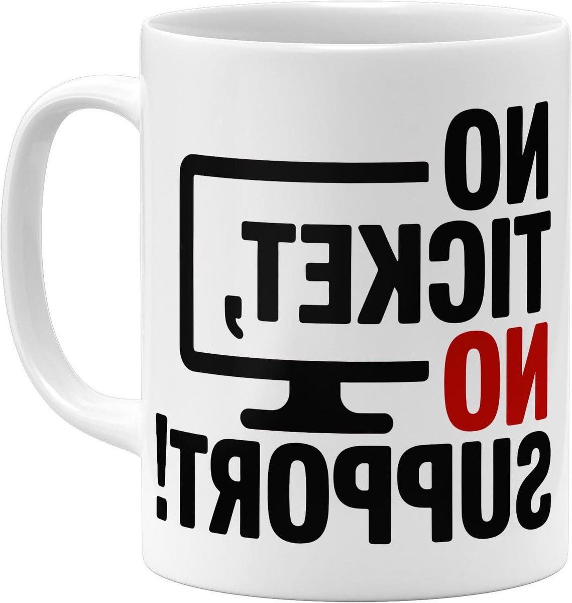 Koffiemok met tekst - Grappige mok - Kantoor humor - Dubbelzijdig bedrukt - 325 ml - Wit