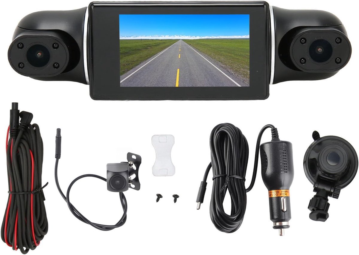 Autorecorder 4 Kanaals - Dashcam HD - Rijgedrag Vastleggen - 360 Graden Opname - 3 Inch Display - Zwart – foto 2
