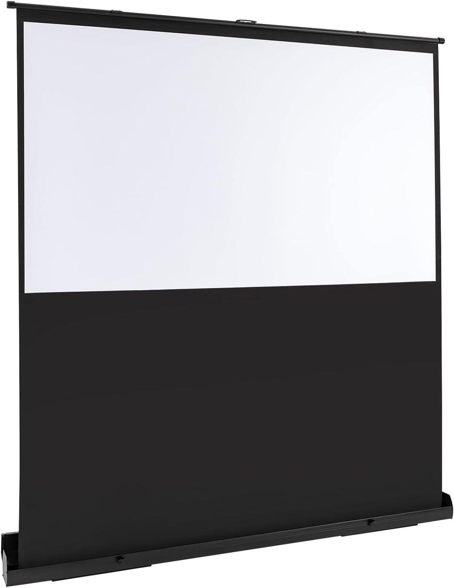 Draagbaar projectiescherm, 200 cm, staand en optrekbaar, 16,9 cm, wit glasvezel-canvas, 12 gain, 160 graden kijkhoek voor 4K, 8K, thuisbioscoop, thuistheater, presentaties, in hoogte