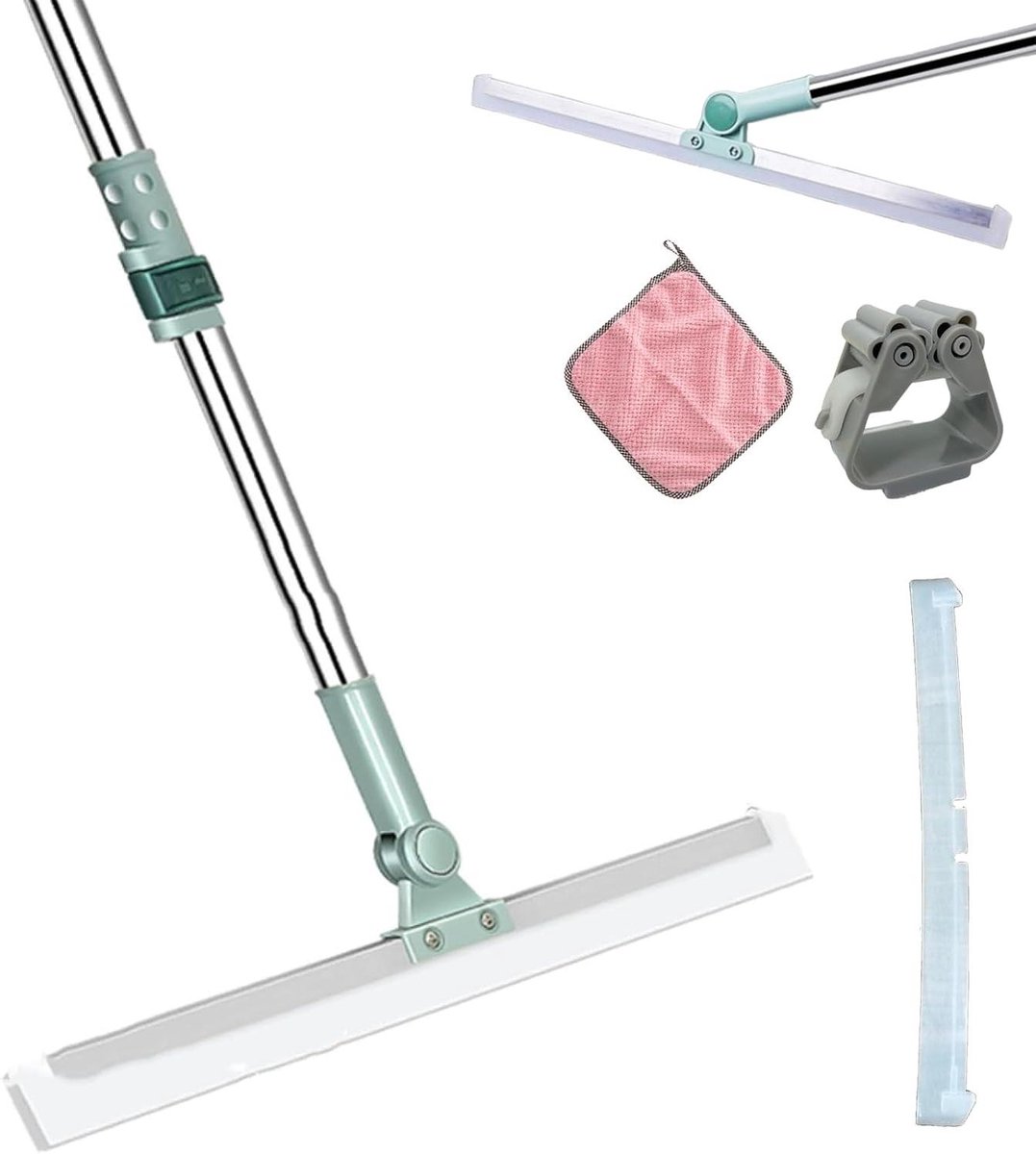 Vloertrekker - Raamwisser - Vloeren Schoonmaken - Verstelbare Steel - 52 cm - Grijs