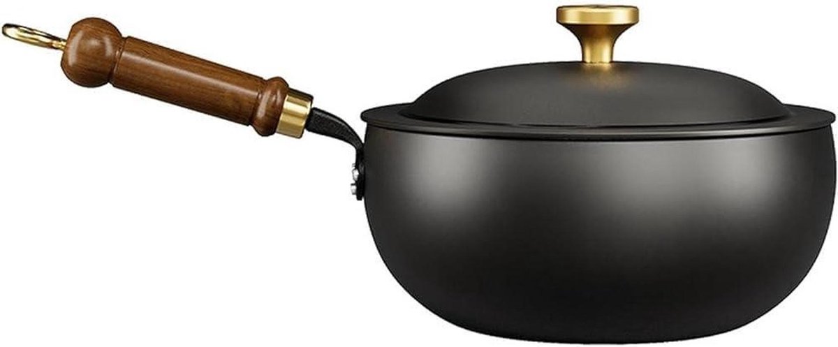 Wokpan IJzer - Roerbakpan Chinees - Snel Koken - Honingraat Structuur - 20 24 26 cm - Zwart