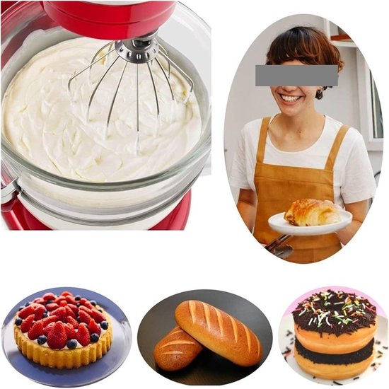 Mixer Klopper - Eierklopper Accessoire - Beslag Maken - Flexibel Ontwerp - 5-6 Liter - Zilverkleurig — afbeelding 5