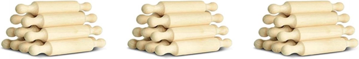 Houten Deegrollers - Mini Bakrollers - Koekjes Bakken - Natuurlijk Materiaal - 5 Stuks 6 Inch - Houtkleur