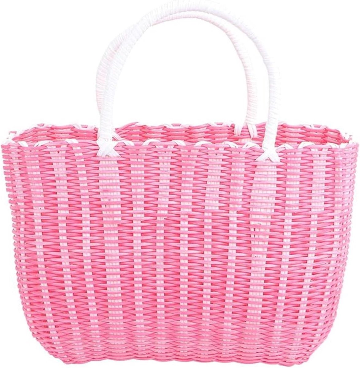 Opbergmand Plastic - Winkelmandje - Huishoudelijk Gebruik - Geweven Structuur - 34x24cm - Groen