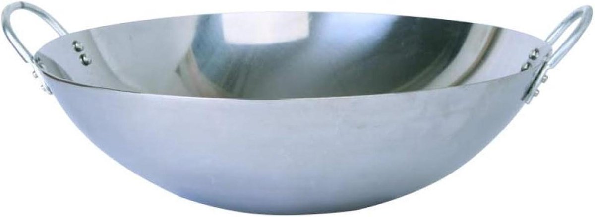 Gietijzeren Wokpan - Handgemaakte Koekenpan - Roerbakken Thuis - Natuurlijke Antiaanbaklaag - 55 cm - Zwart