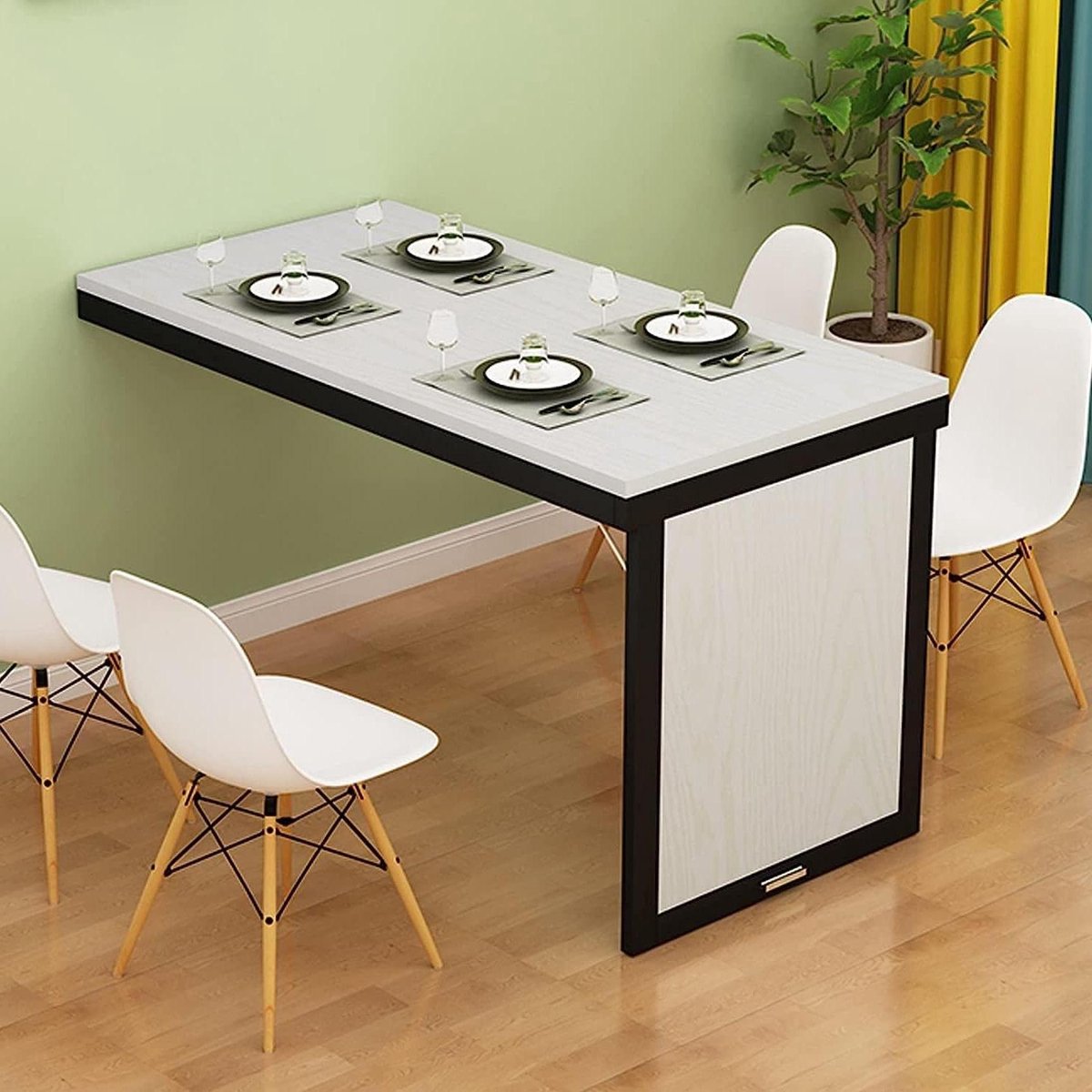 Opvouwbare wandtafel - Klaptafel - Ruimtebesparend werken - Dubbele vouw - 80 x 60 cm - Zwart