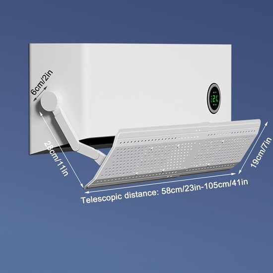 Airco Winddeflector - Verstelbare Beugel - Comfortabele Luchtstroom - Zuignap Installatie - 58-104 cm Intrekbaar - Wit — afbeelding 2