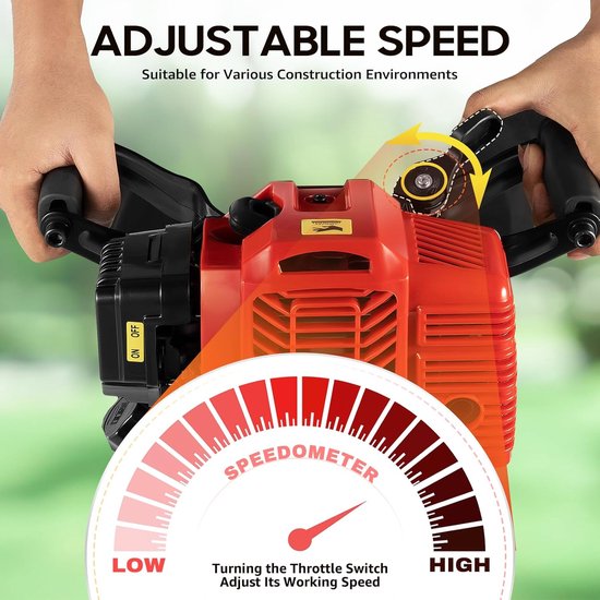 Grondboor - Tuin Graver - Bomen Plaatsen - Krachtige 2-takt motor - 52cc - Zwart — afbeelding 4