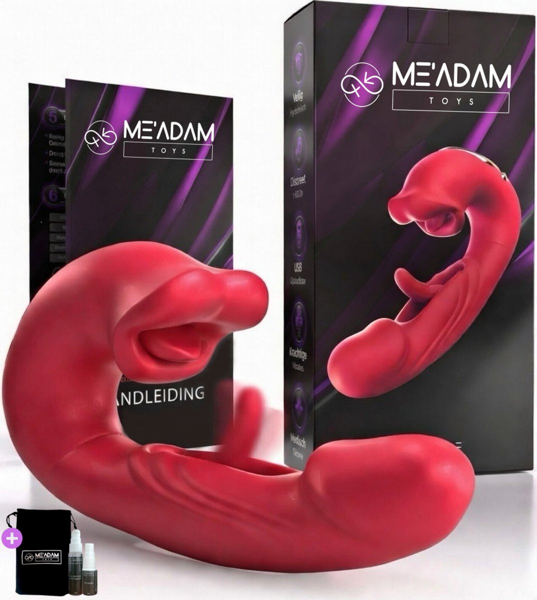 ME'ADAM - 3-in-1 Clitoris en G-Spot Vibrator - Rabbit Vibrator met Tongfunctie - Stil & Krachtig - sextoys voor vrouwen