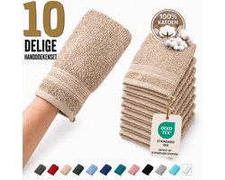 Komfortec Set van 10 Washandjes - 16x21 cm - 100% Zachte Katoen - Badstof - Sneldrogend, Beige