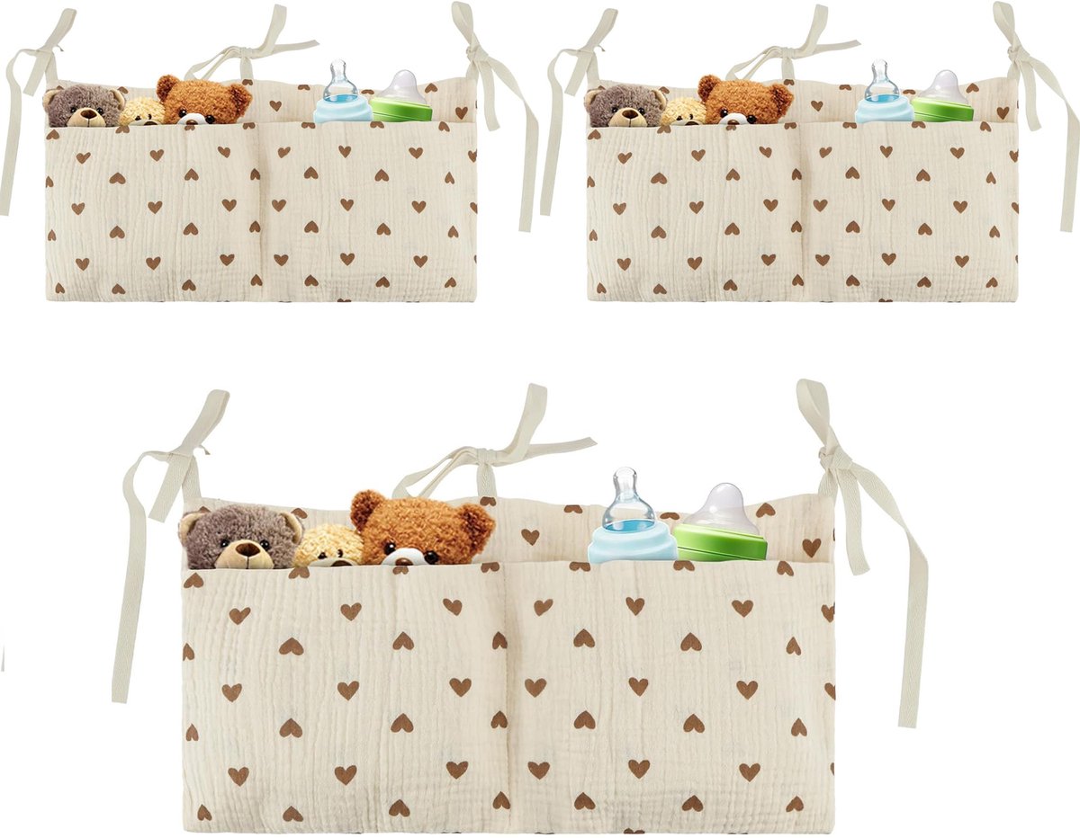 Opbergtas - Babybed Opbergzak - babybedje draagdoek - babybedje organizer -luiertas organizer voor de kinderopvang - luiertas organizer voor in het bedje - kleding - luiers - slabbetjes - speelgoed - 3 stuks