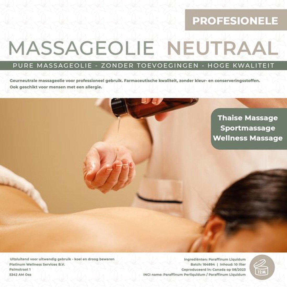 Auralis - Massageolie neutraal - Professionele transparante massageolie - Plantaardige olie - Glijvermogen middel