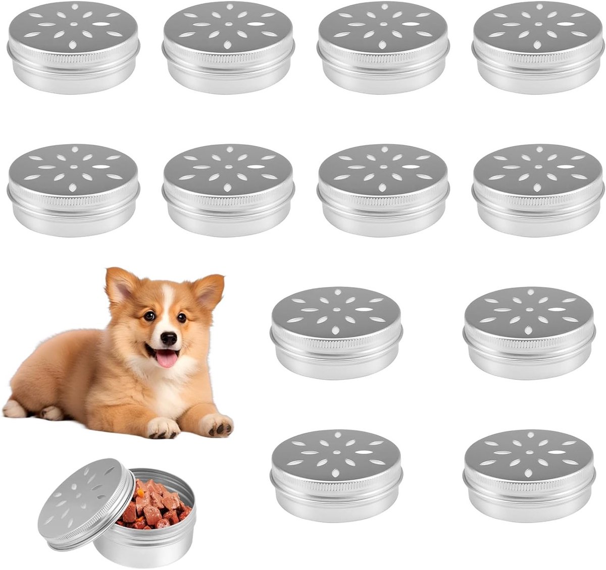 12 Stuks Training Box voor Honden, Ronde Metalen Blikken met Ventilatiegaten, Geurcontainer voor Honden, Training Accessoires voor Geurherkenning en Zindelijkheid