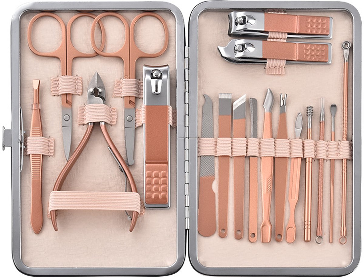 Go Go Gadget - Manicure/ Pedicure set - Nagelverzorging - 18-delig - Rosé Goud